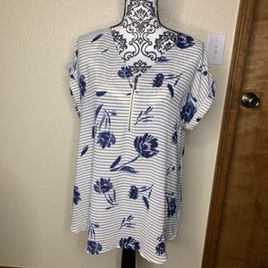 Maurices White Floral Striped Top